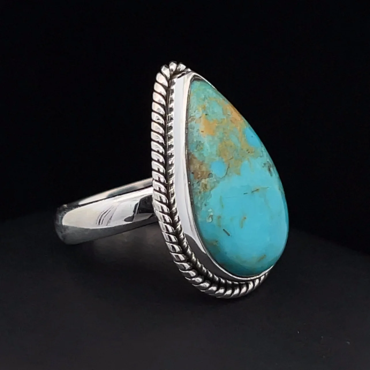 Sterling Silver Kingman Turquoise Ring Size 6.5 - Image 2