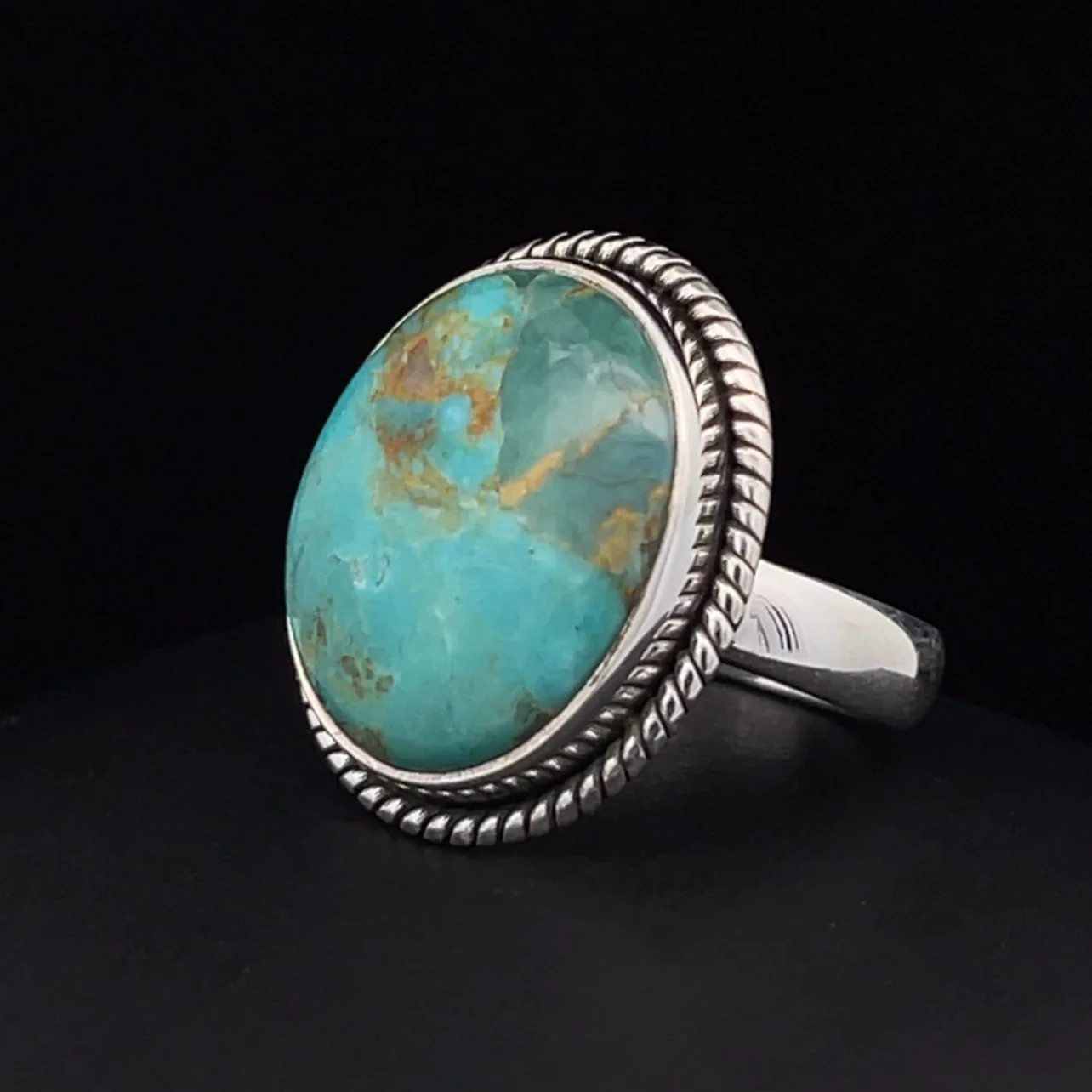 Sterling Silver Kingman Turquoise Ring Size 6.5 - Image 3
