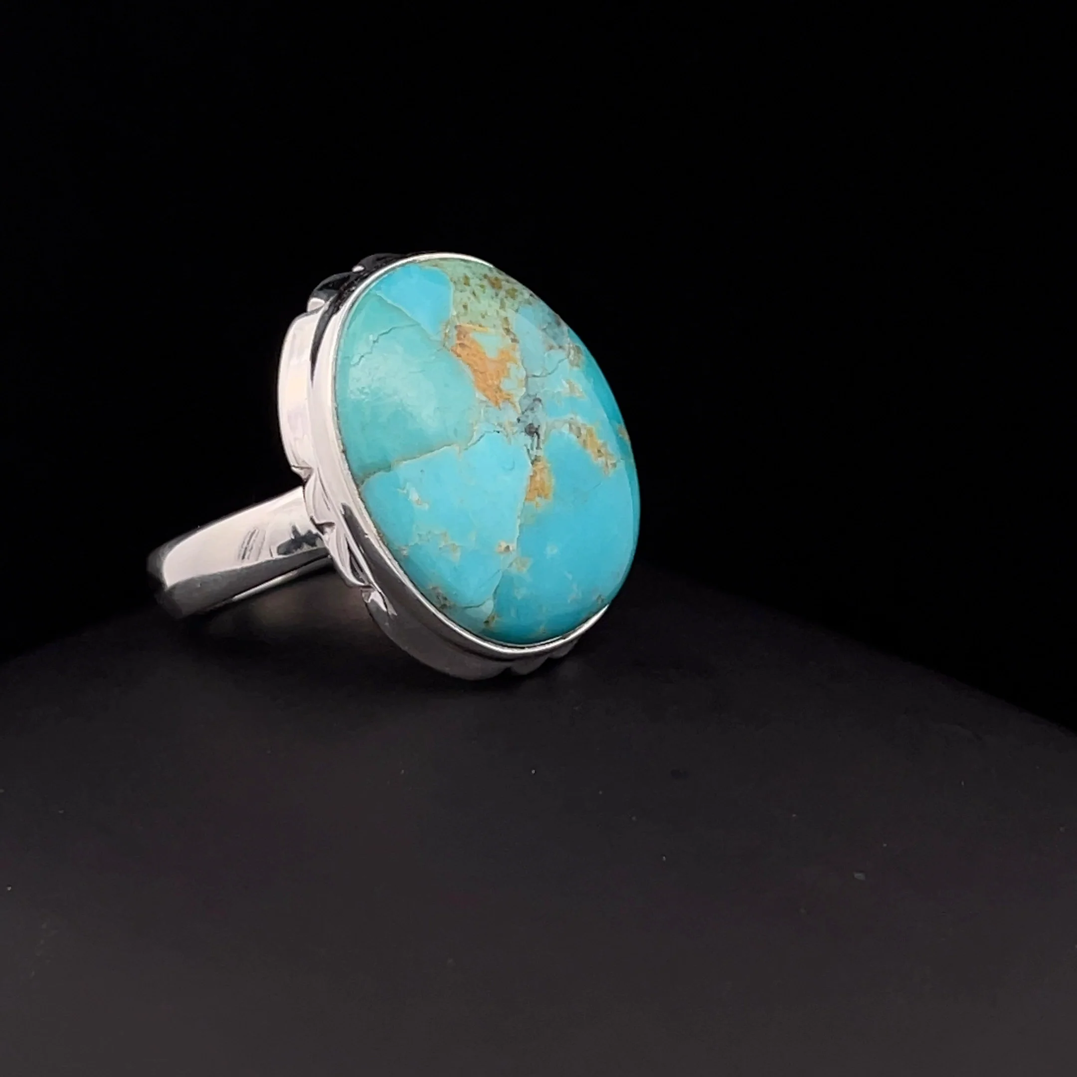 Sterling Silver Kingman Turquoise Ring Size 7 - Image 2