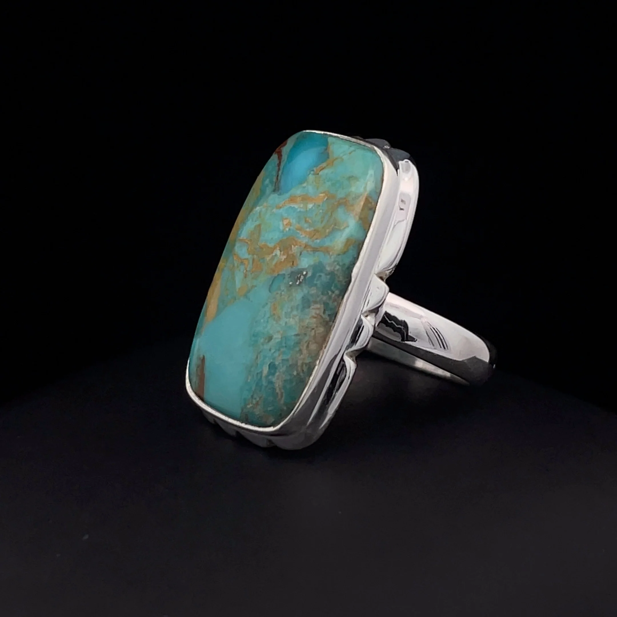 Sterling Silver Kingman Turquoise Ring Size 7 - Image 3
