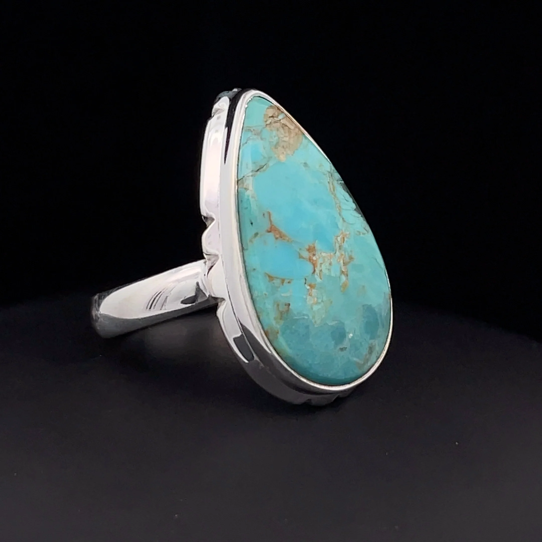 Sterling Silver Kingman Turquoise Ring Size 7 - Image 2