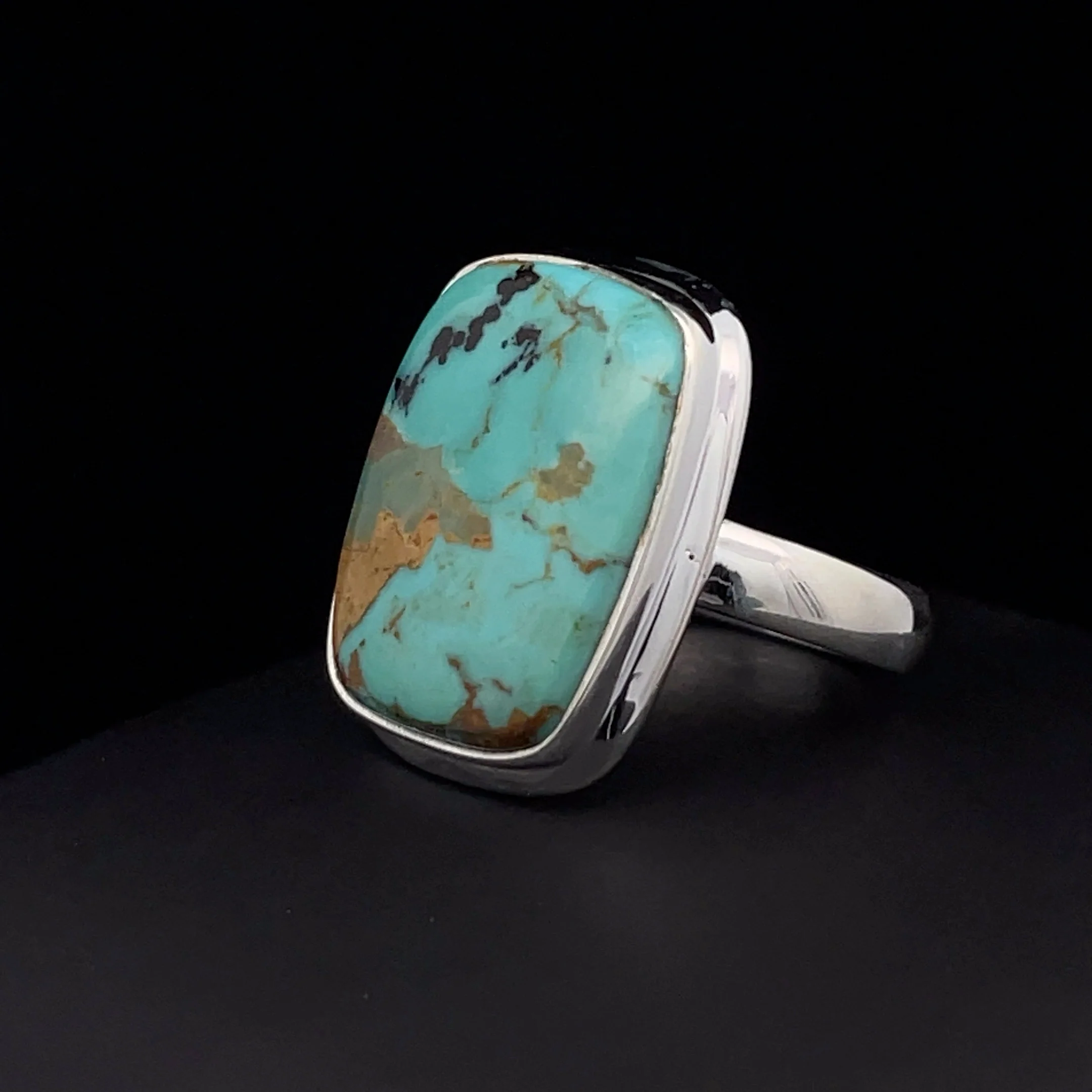 Sterling Silver Kingman Turquoise Ring Size 7 - Image 3
