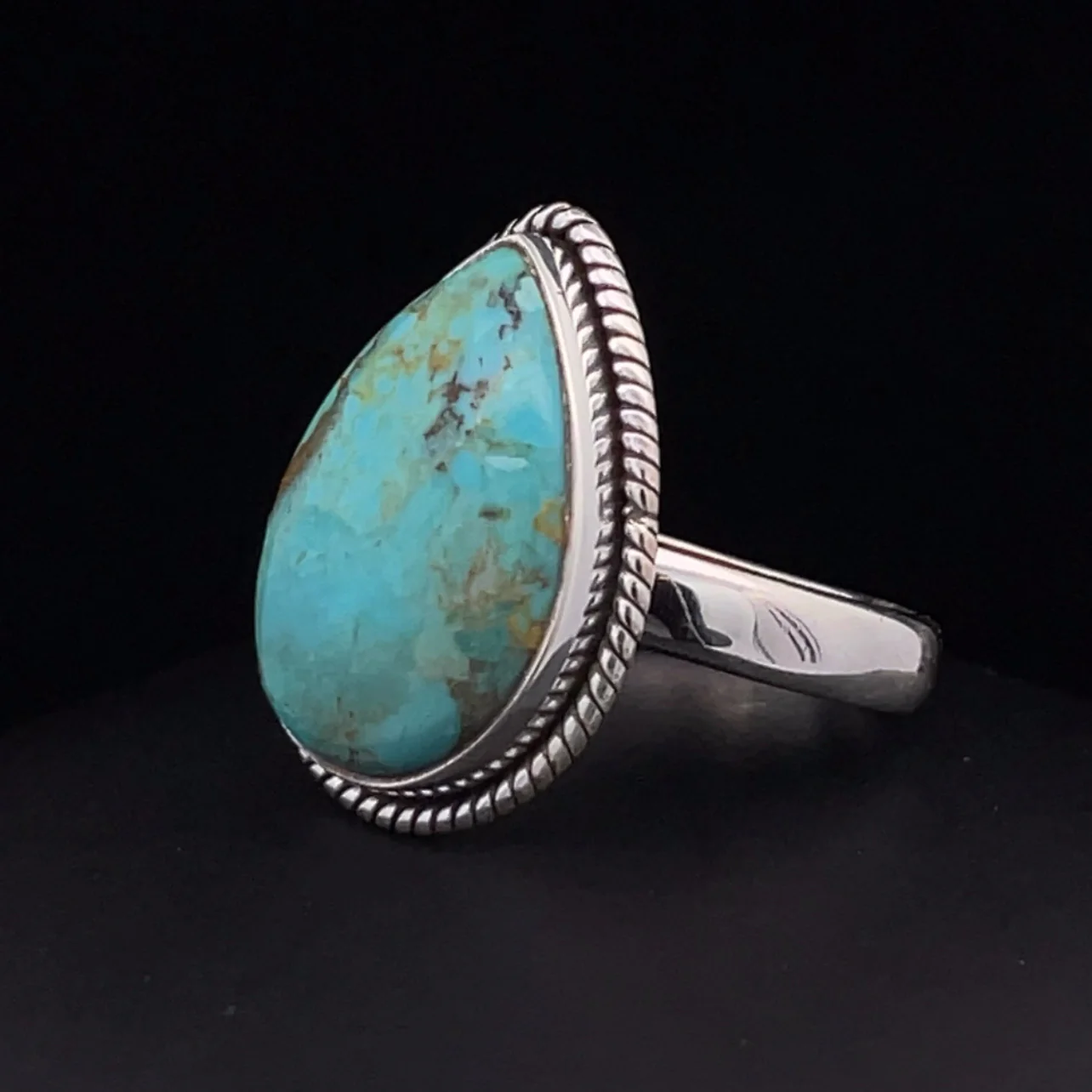 Sterling Silver Kingman Turquoise Ring Size 9.5 - Image 3