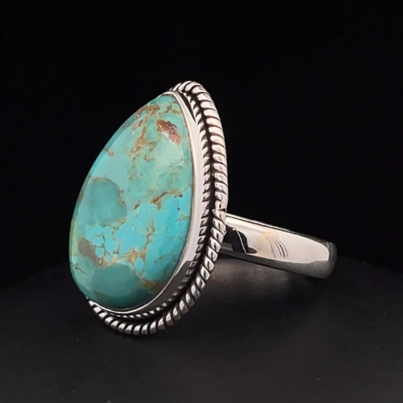 Sterling Silver Kingman Turquoise Ring Size 9.5 - Image 3
