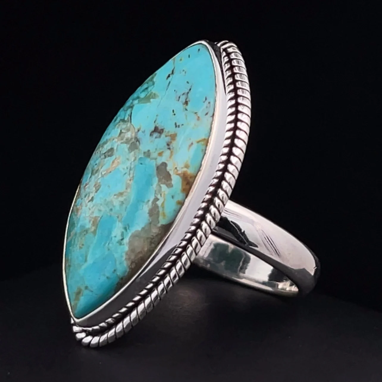 Sterling Silver Kingman Turquoise Ring Size 9.5 - Image 3