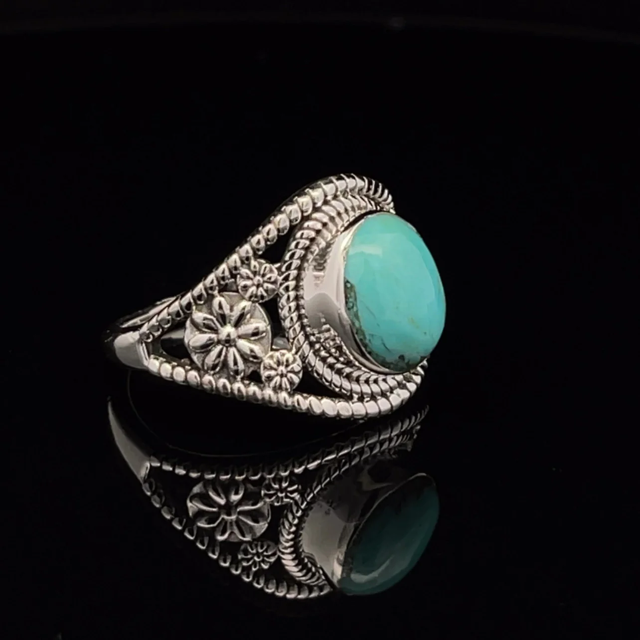 Sterling Silver Kingman Turquoise Ring Size 9.5 - Image 2