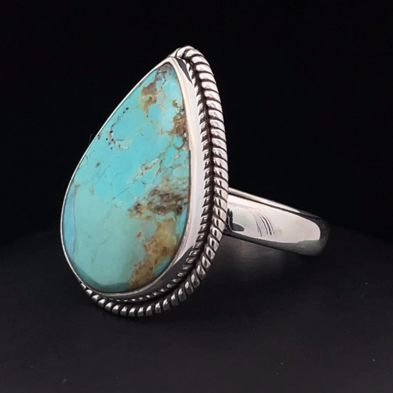Sterling Silver Kingman Turquoise Ring Size 9.5 - Image 3