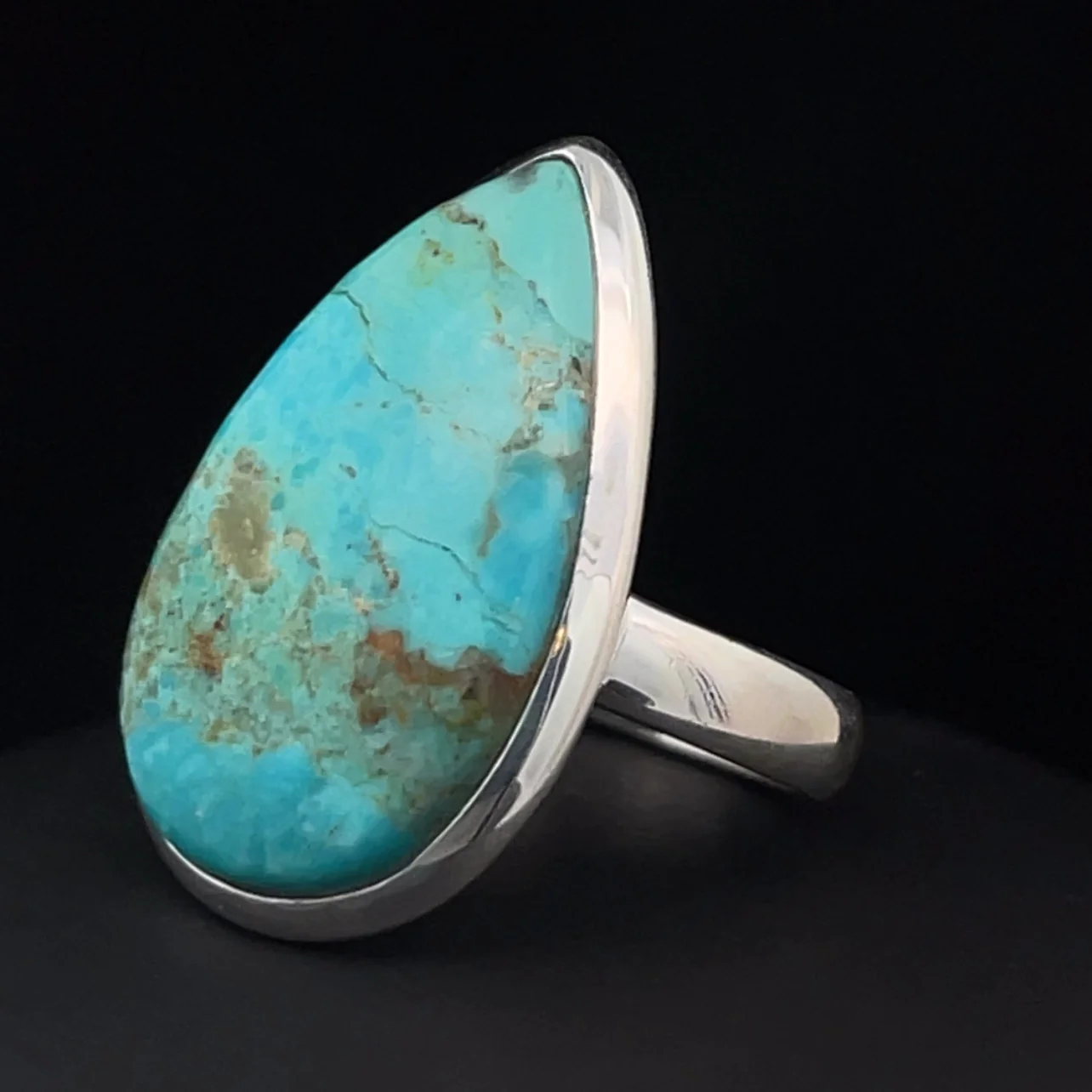 Sterling Silver Kingman Turquoise Ring Size 7 - Image 3