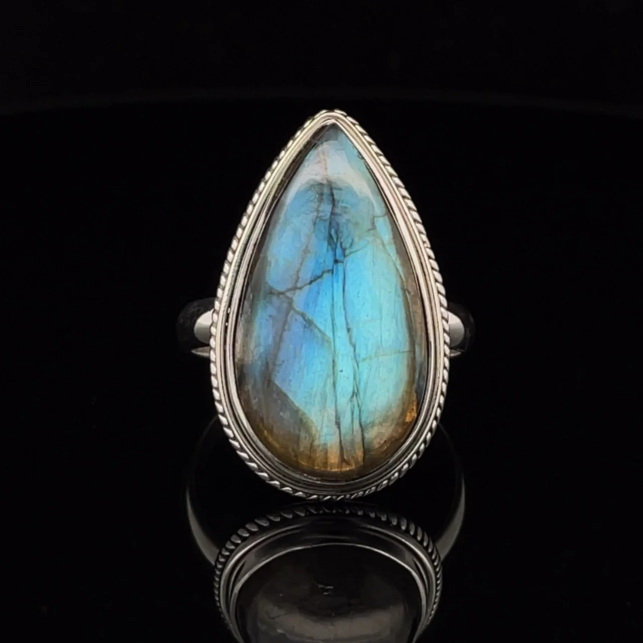 Sterling Silver Labradorite Ring Size 10