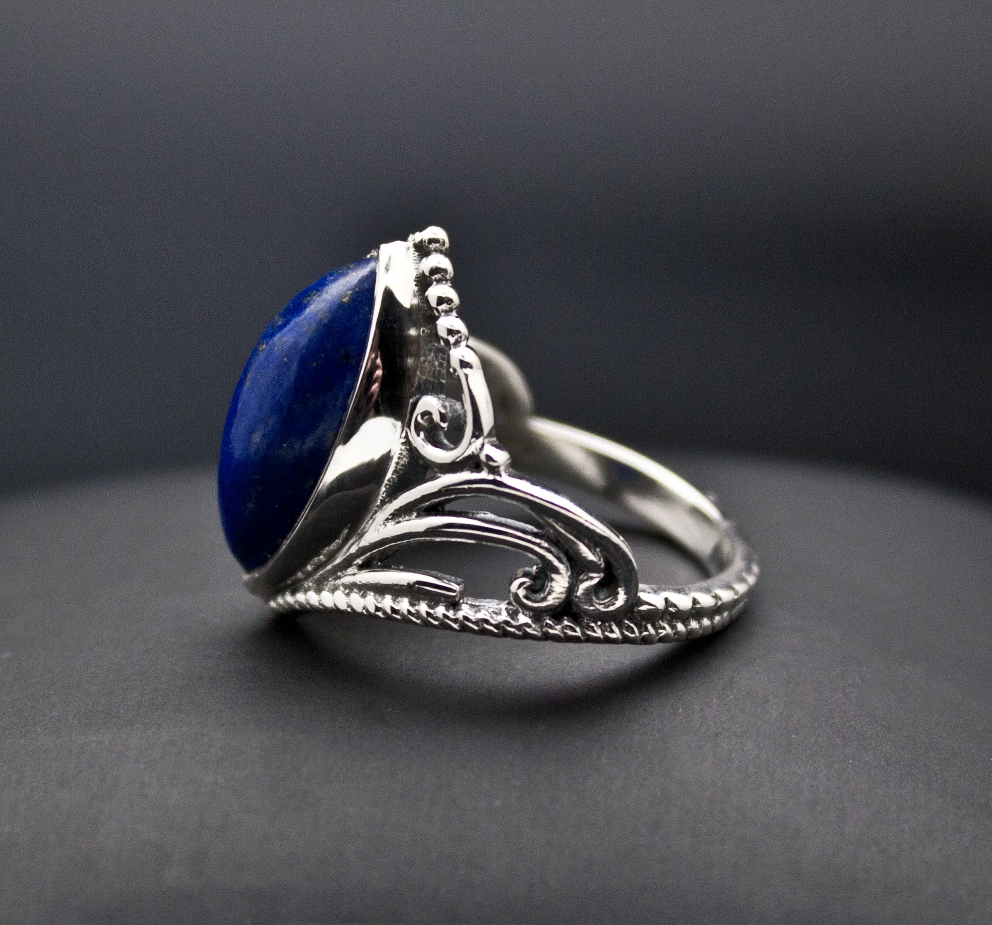 Sterling Silver Lapis Ring Size 7 - Image 3