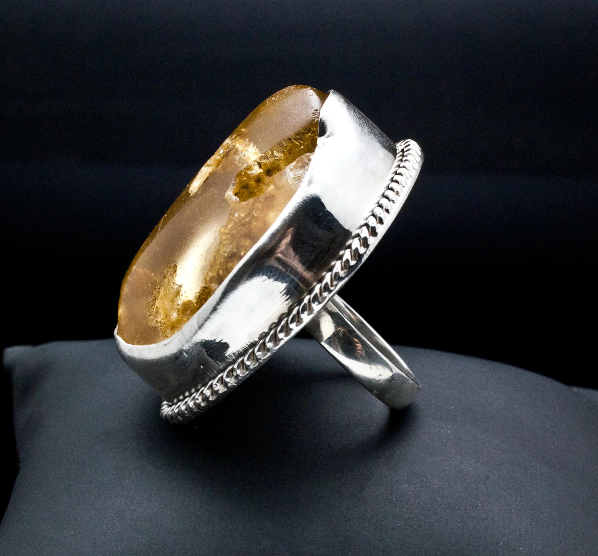 Sterling Silver Large Copal Amber Ring Size 6 - Image 2