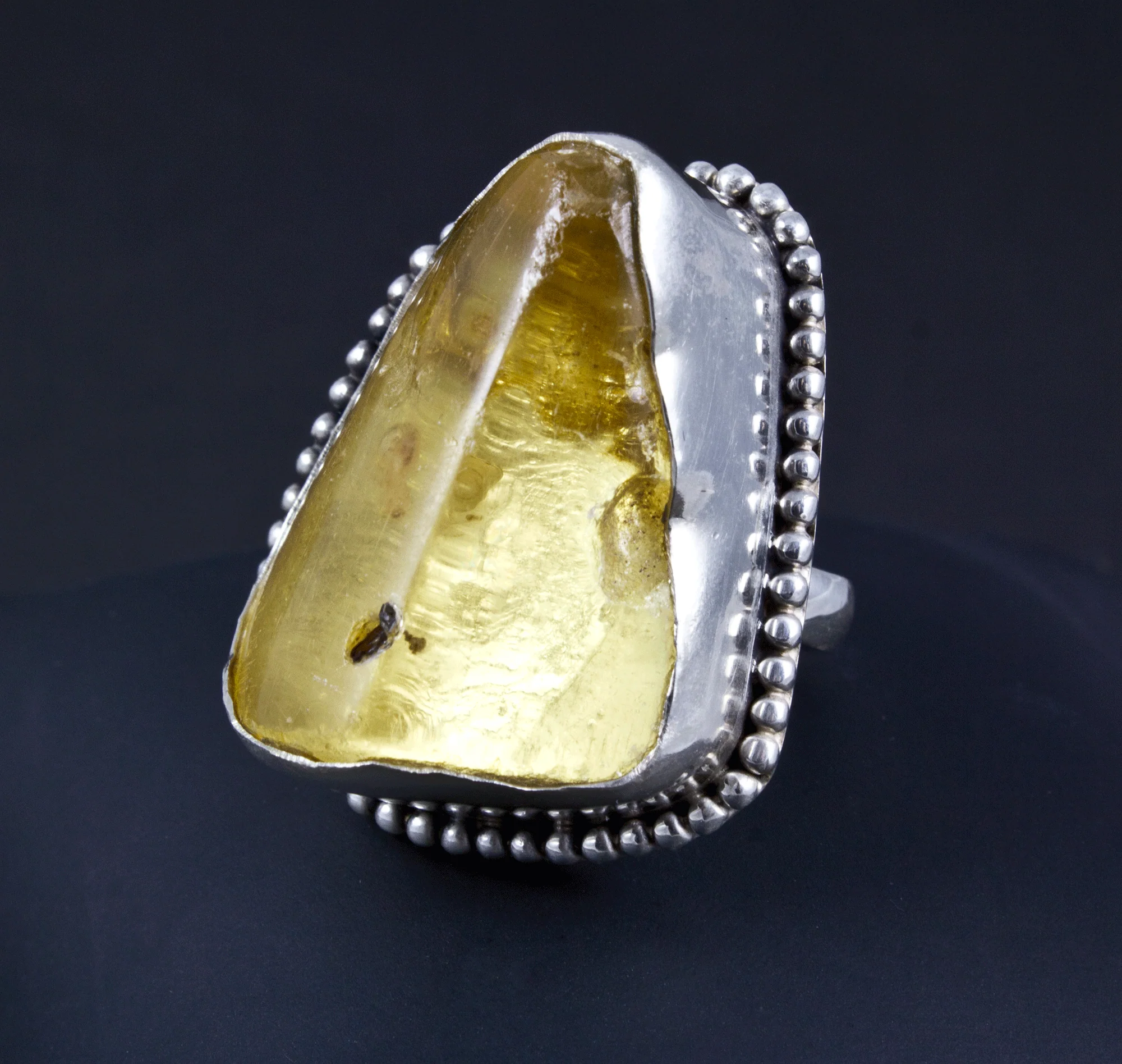 Sterling Silver Large Copal Amber Ring Size 8 - Image 2