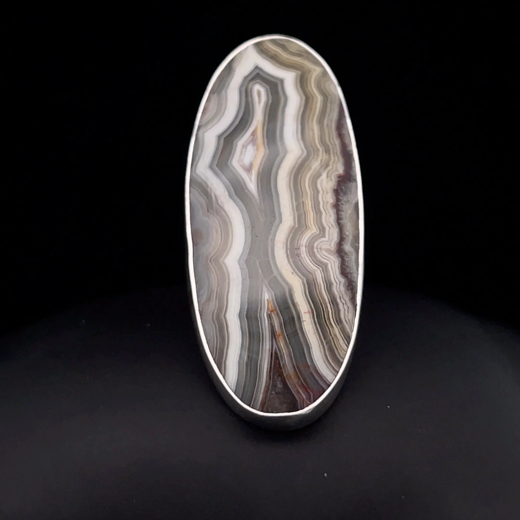 Sterling Silver Large Crazy Lace Agate Ring Adjustable