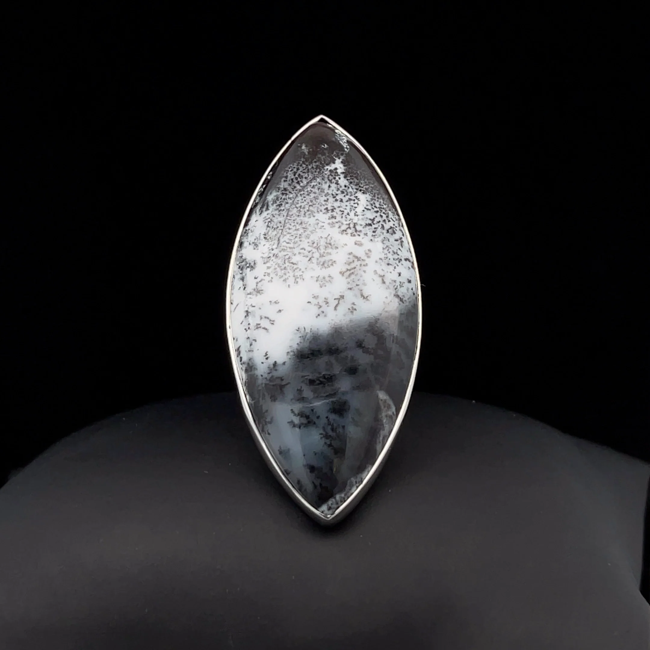 Sterling Silver Large Dendritic Opal Ring Size 9