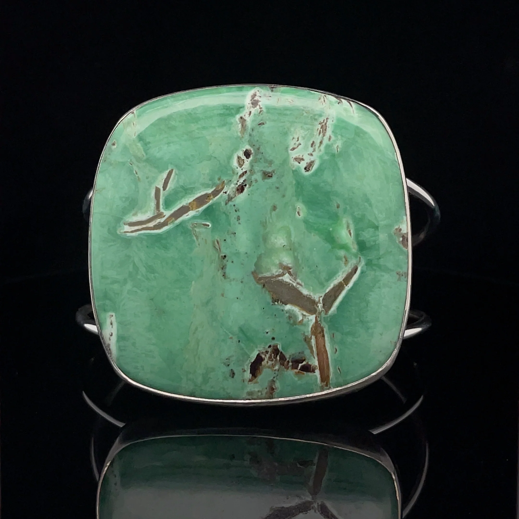 Sterling Silver Large Variscite Cuff Bracelet