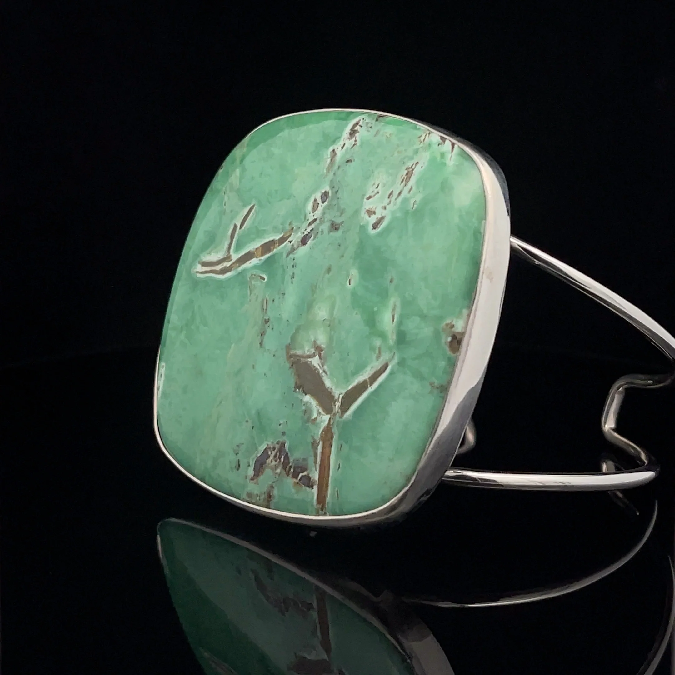 Sterling Silver Large Variscite Cuff Bracelet - Image 3