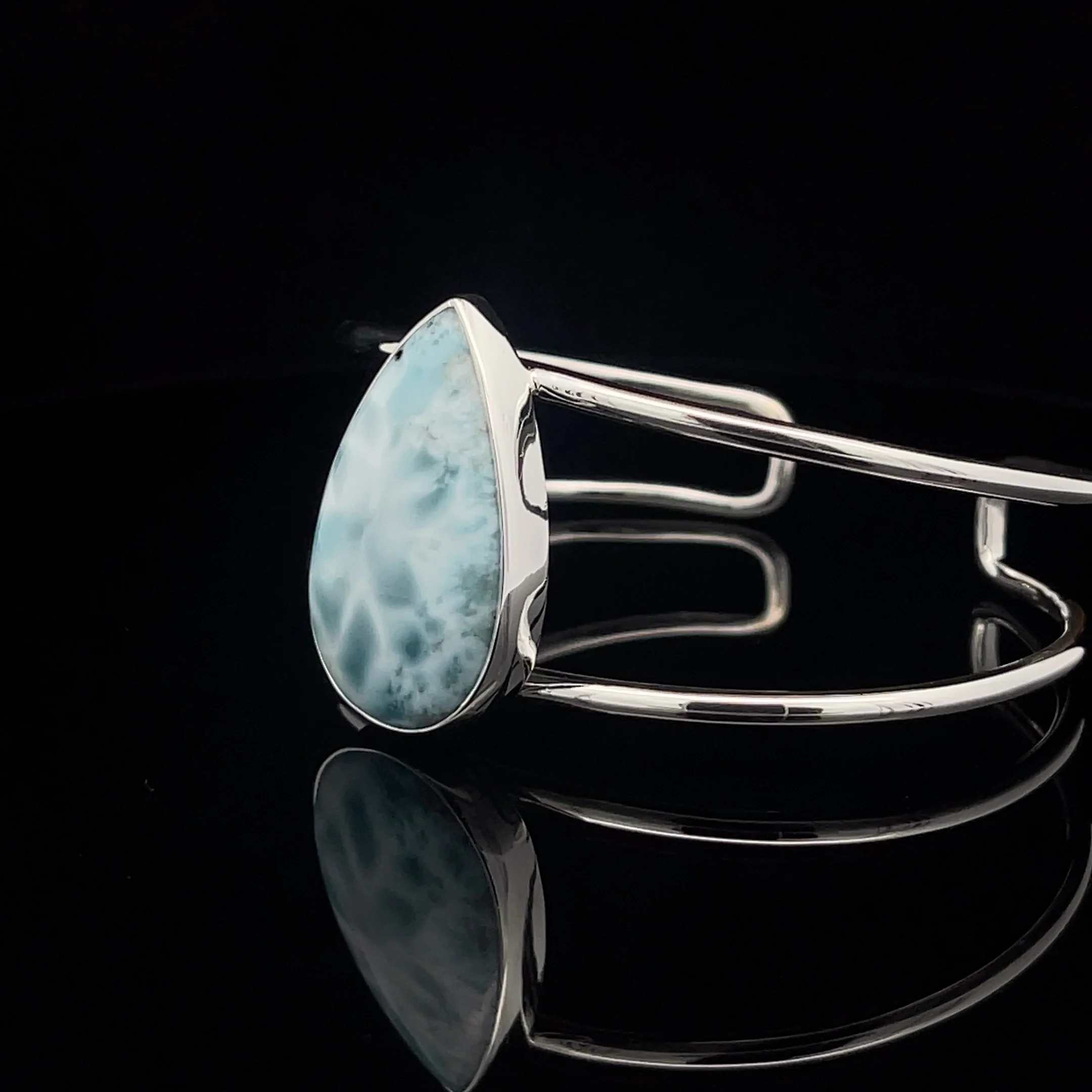 Sterling Silver Larimar Cuff Bracelet - Image 3