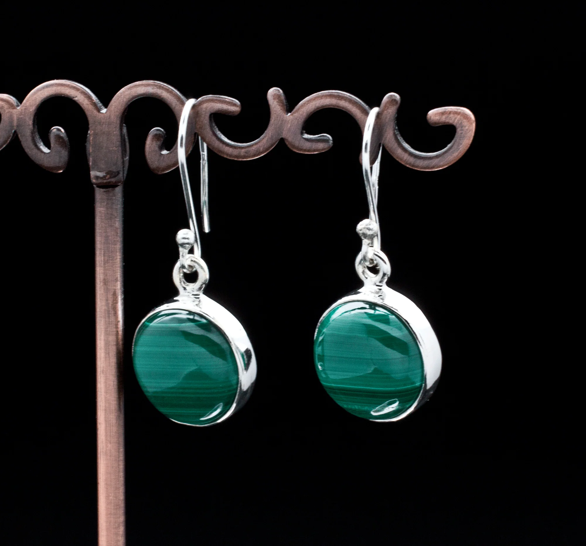 Sterling Silver Malachite Earrings - Image 2