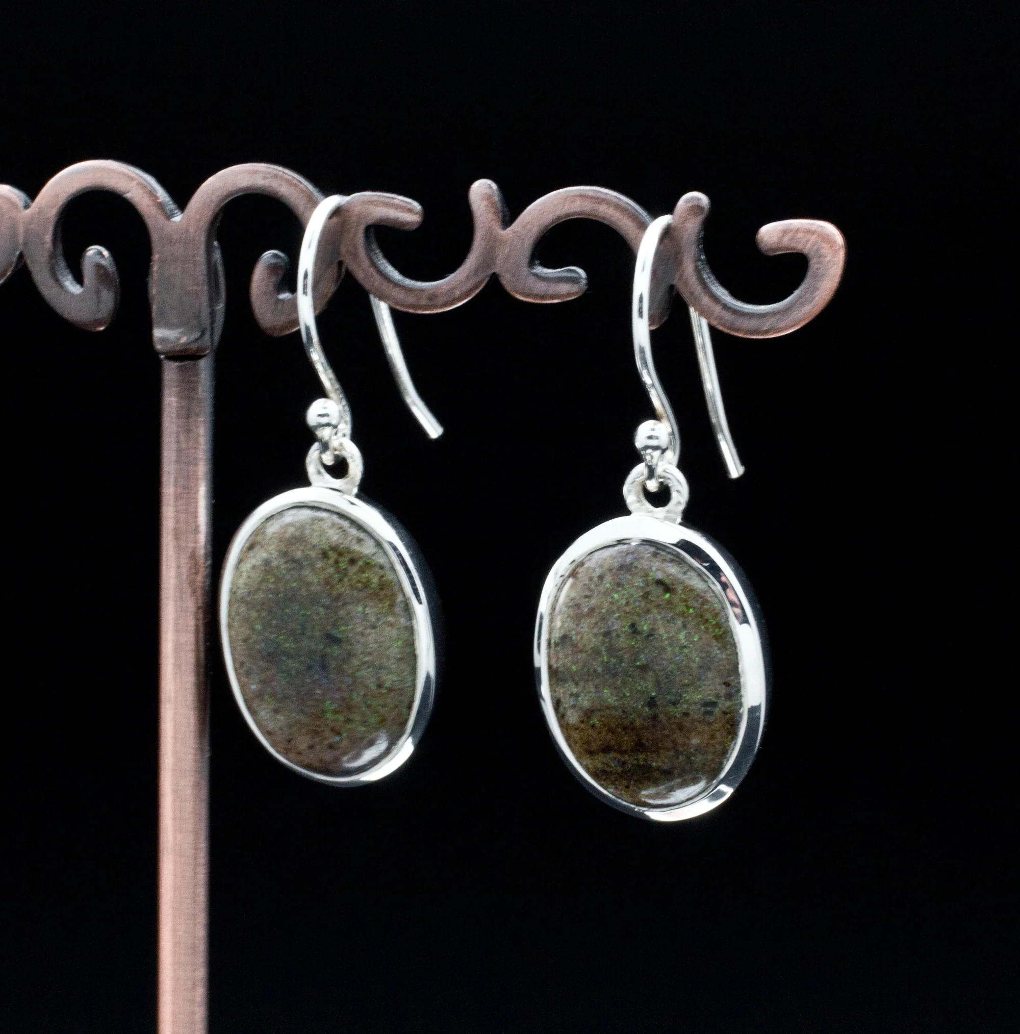 Sterling Silver Matrix Opal Earrings - Image 2