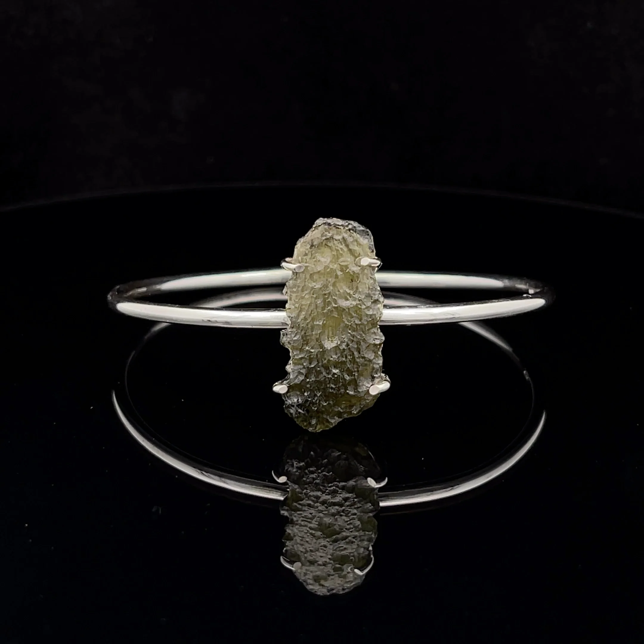 Sterling Silver Moldavite Cuff Bracelet
