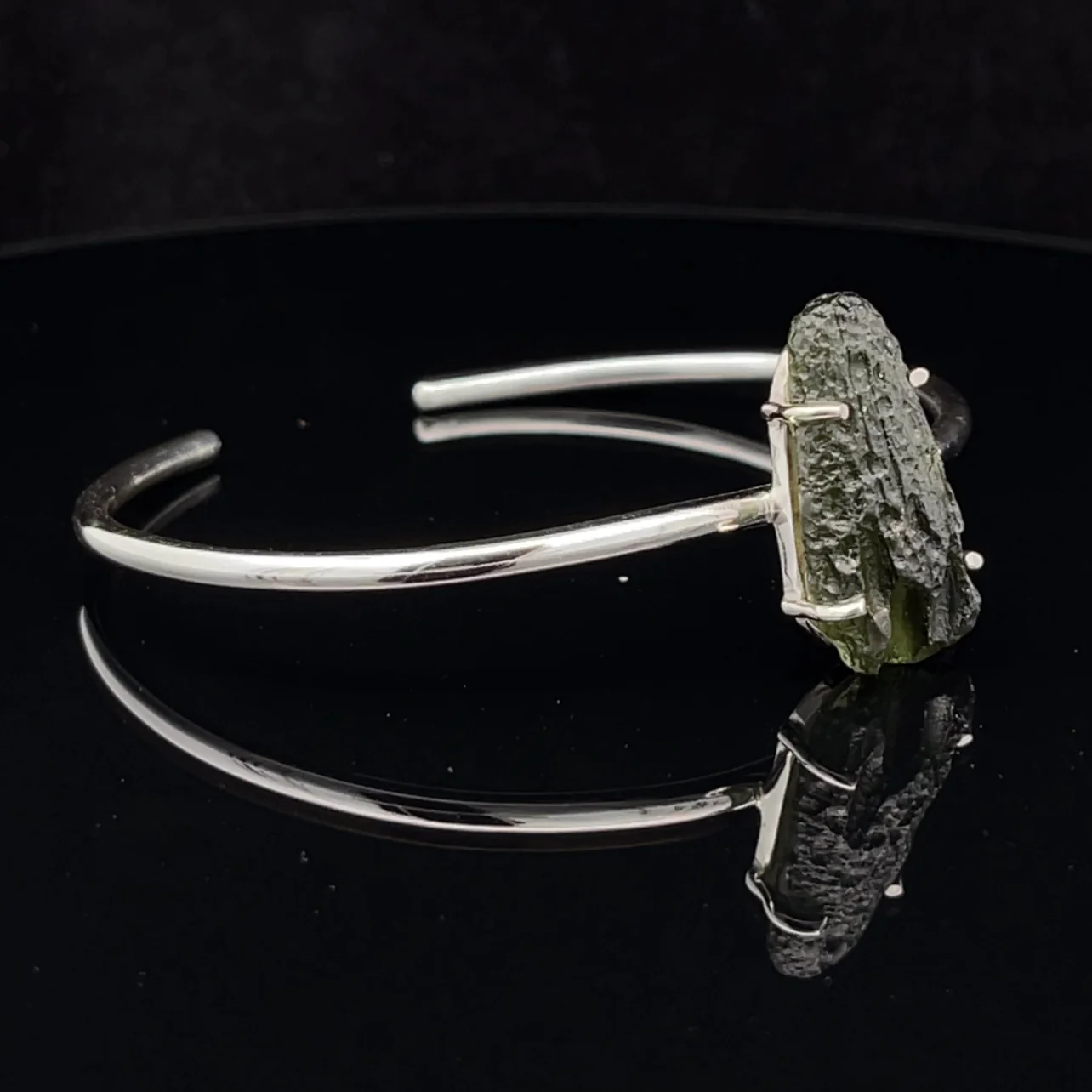 Sterling Silver Moldavite Cuff Bracelet - Image 5