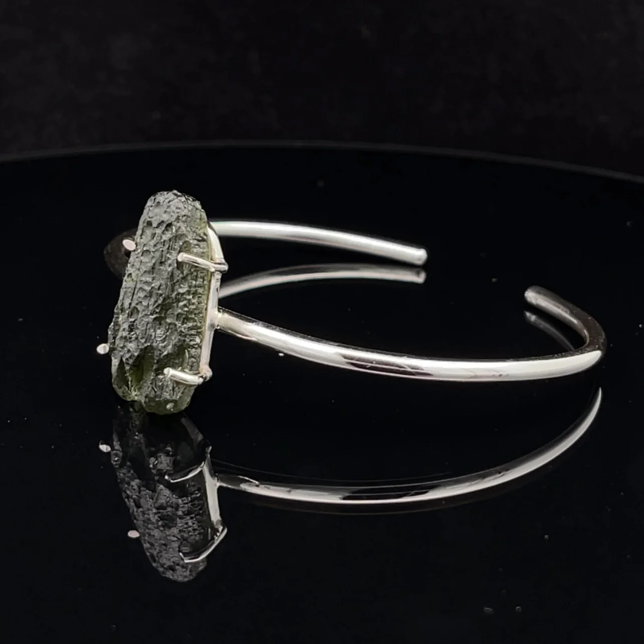 Sterling Silver Moldavite Cuff Bracelet - Image 6