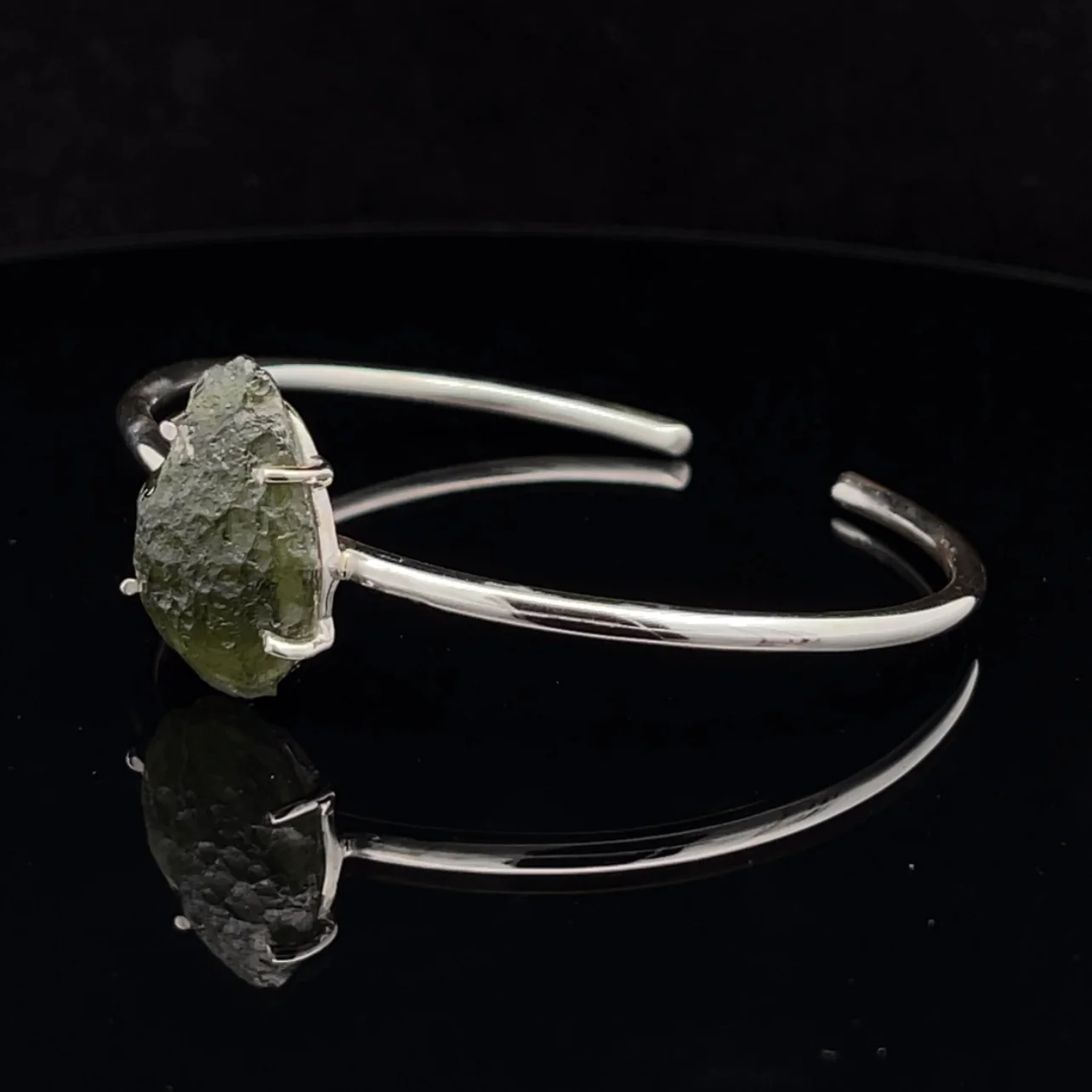 Sterling Silver Moldavite Cuff Bracelet - Image 3