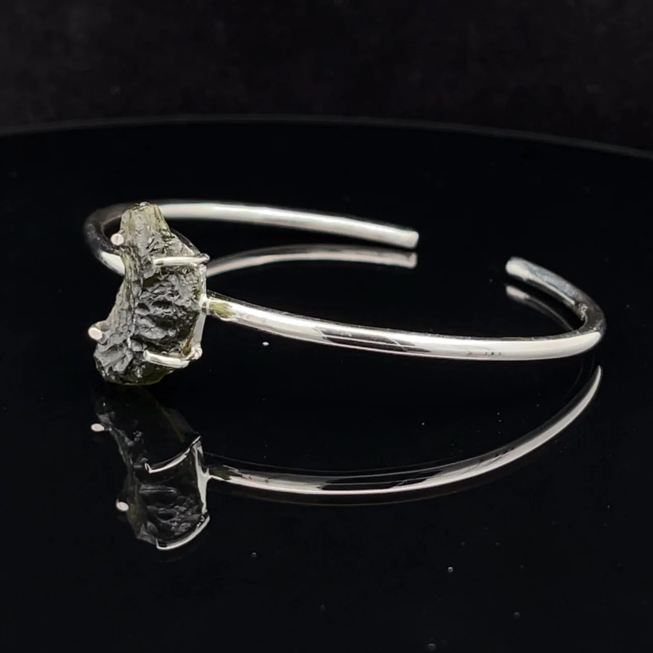 Sterling Silver Moldavite Cuff Bracelet - Image 3