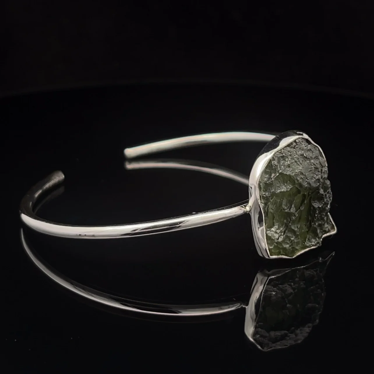 Sterling Silver Moldavite Cuff Bracelet - Image 2