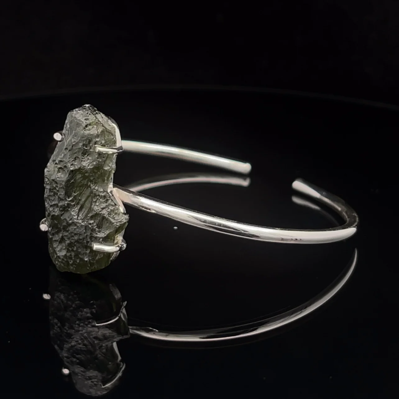 Sterling Silver Moldavite Cuff Bracelet - Image 3