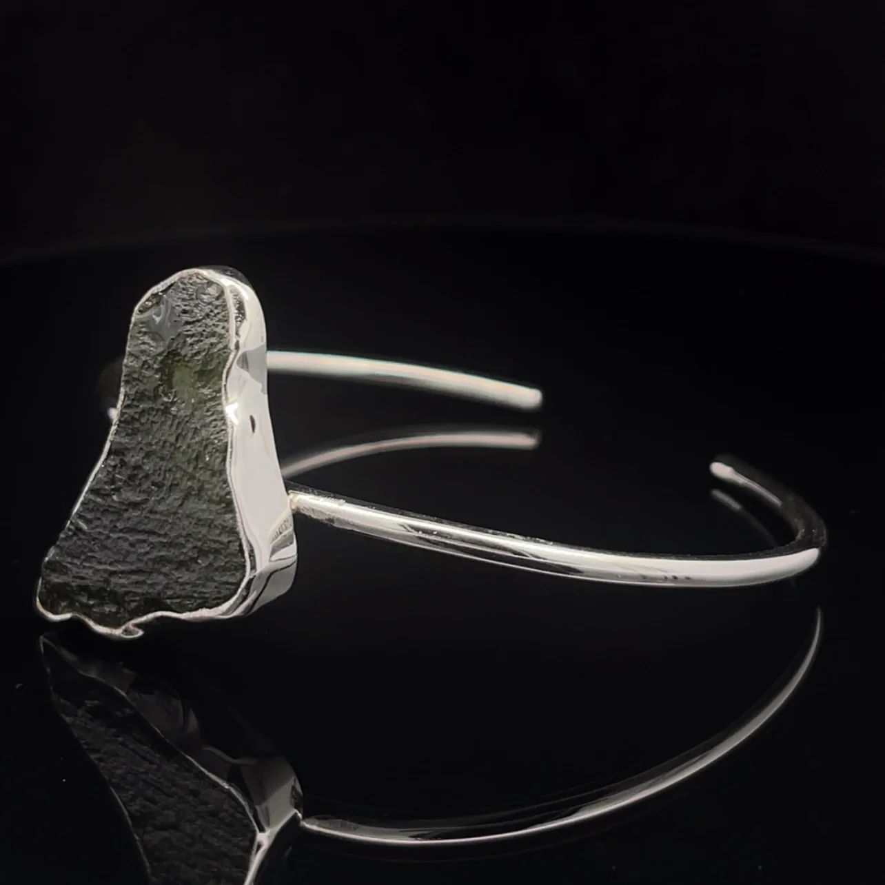 Sterling Silver Moldavite Cuff Bracelet - Image 3