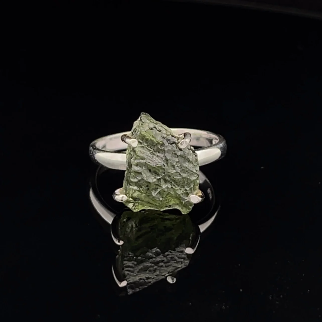 Sterling Silver Moldavite Ring Size 7