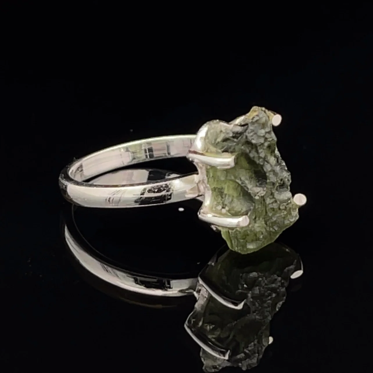 Sterling Silver Moldavite Ring Size 7 - Image 2