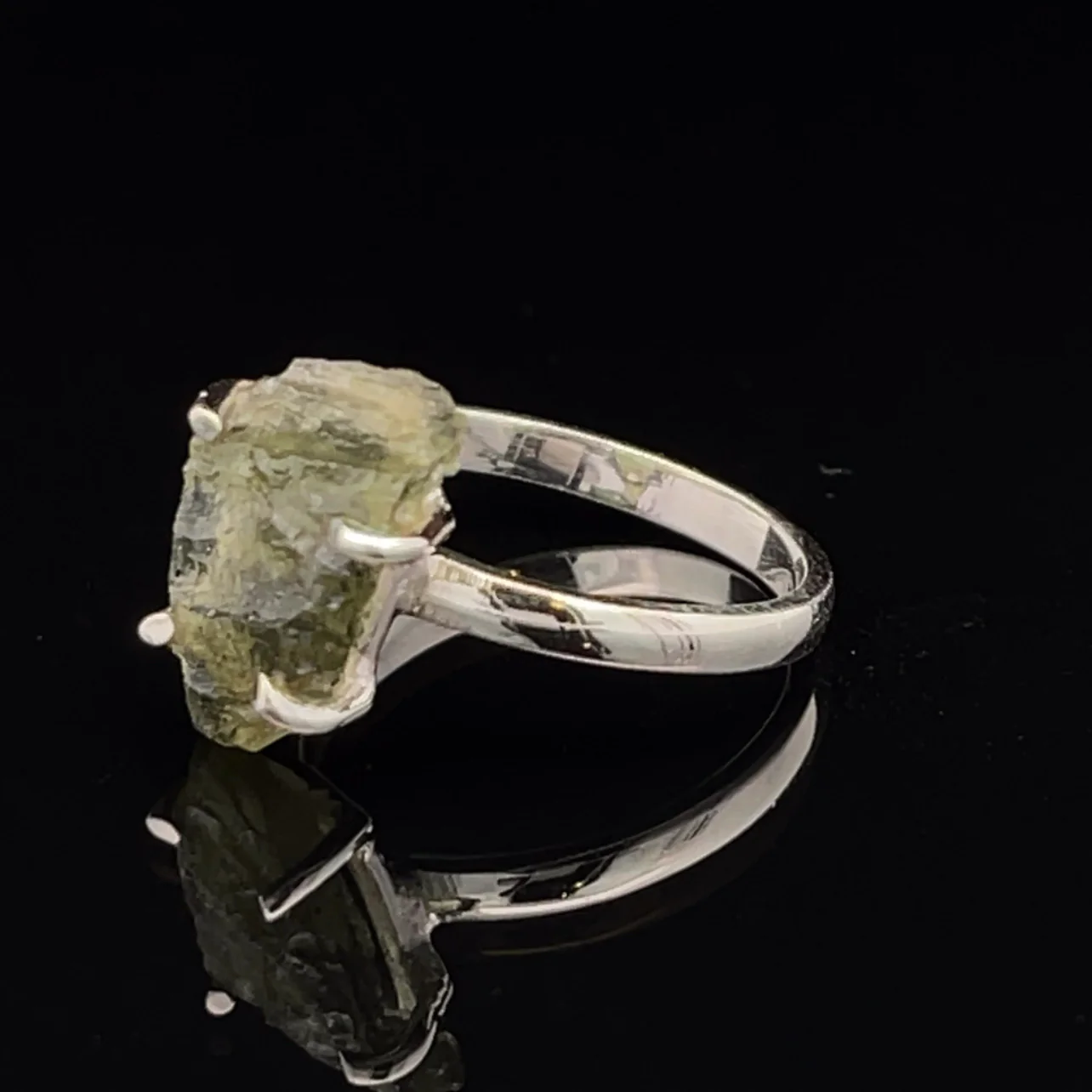 Sterling Silver Moldavite Ring Size 7 - Image 3