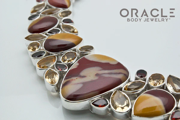 Sterling Silver Mookaite Necklace with Citrine and Garnet Accents - Image 4