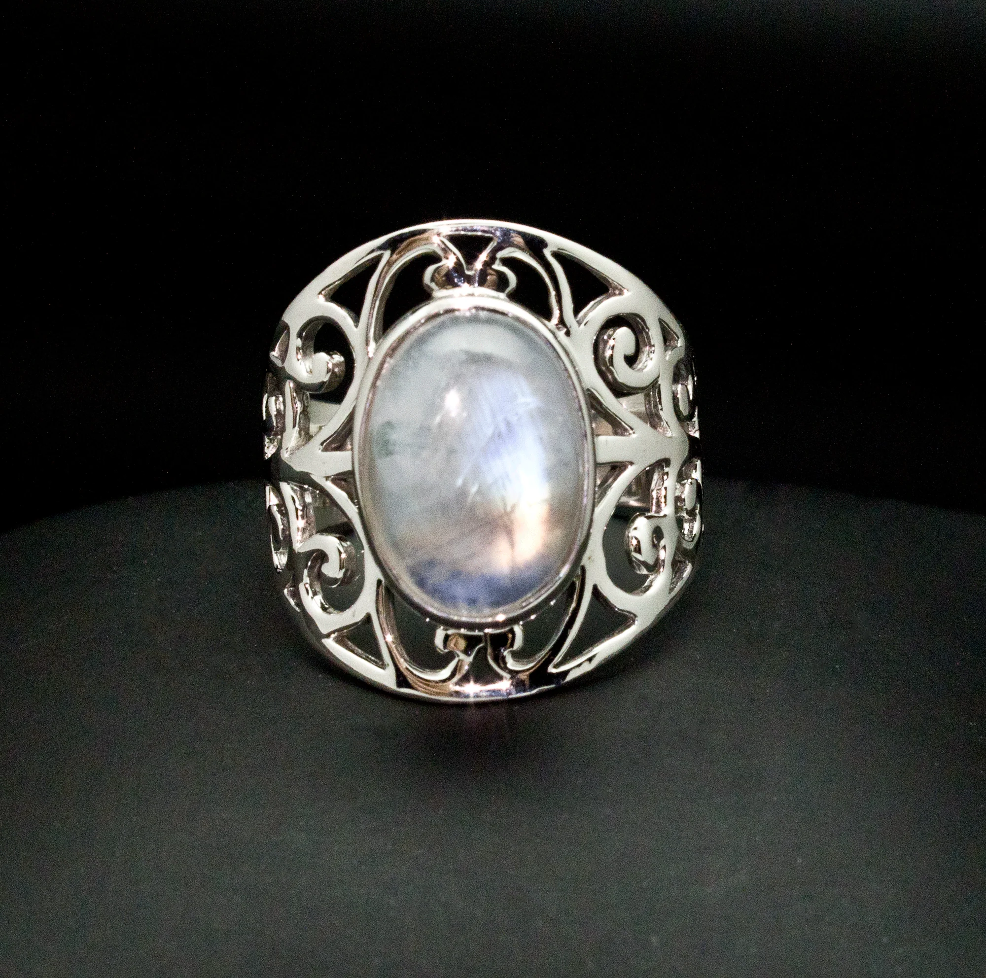 Sterling Silver Moonstone Ring Size 10