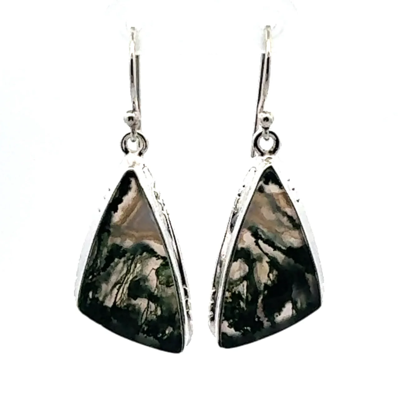 Sterling Silver Moss Agate Earrings