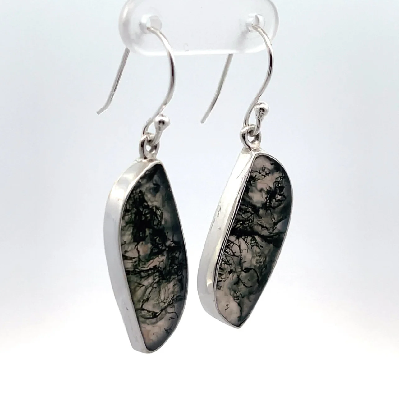 Sterling Silver Moss Agate Earrings - Image 2