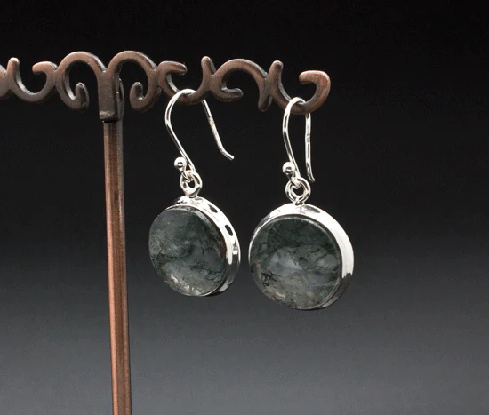 Sterling Silver Moss Agate Earrings - Image 2