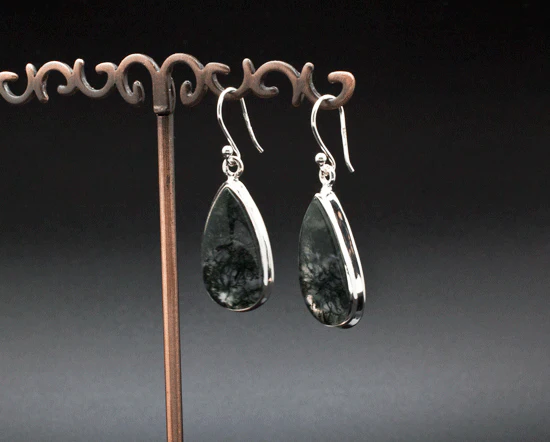 Sterling Silver Moss Agate Earrings - Image 2