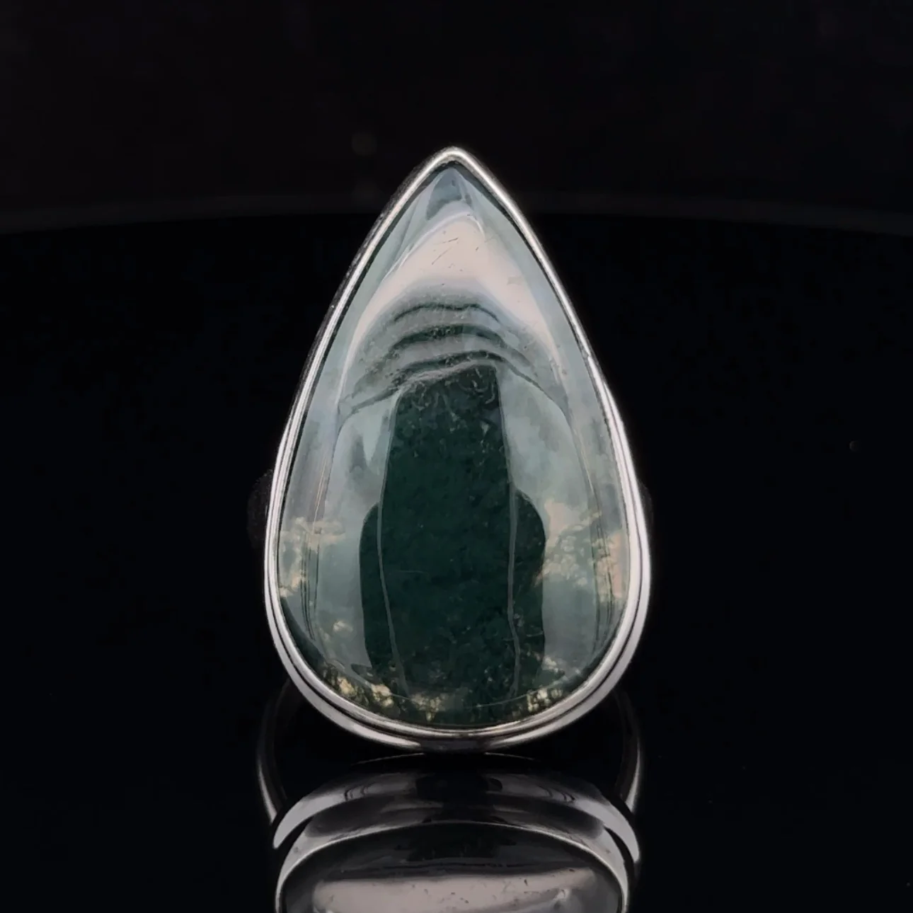 Sterling Silver Moss Agate Ring Size 7