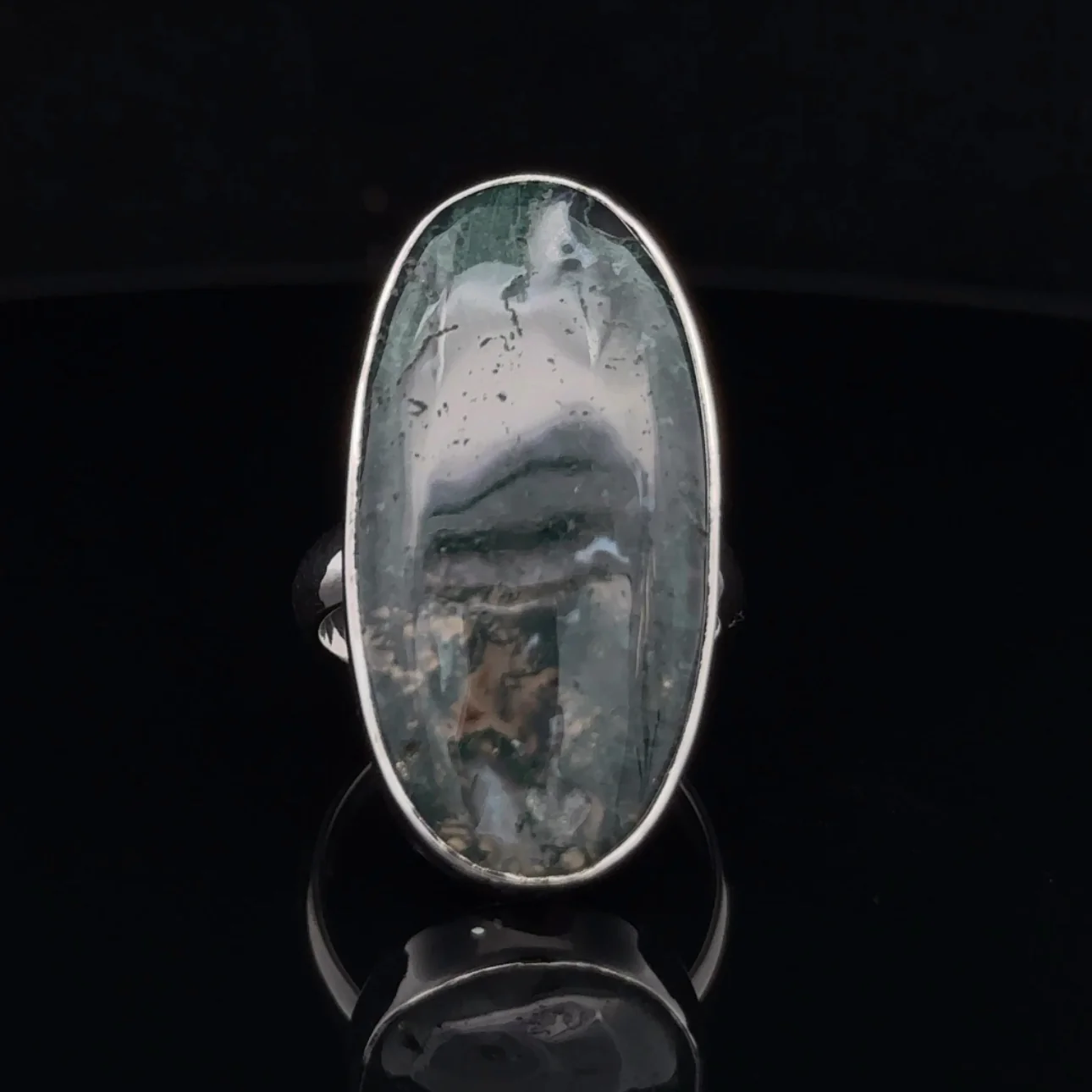 Sterling Silver Moss Agate Ring Size 7 - Image 4