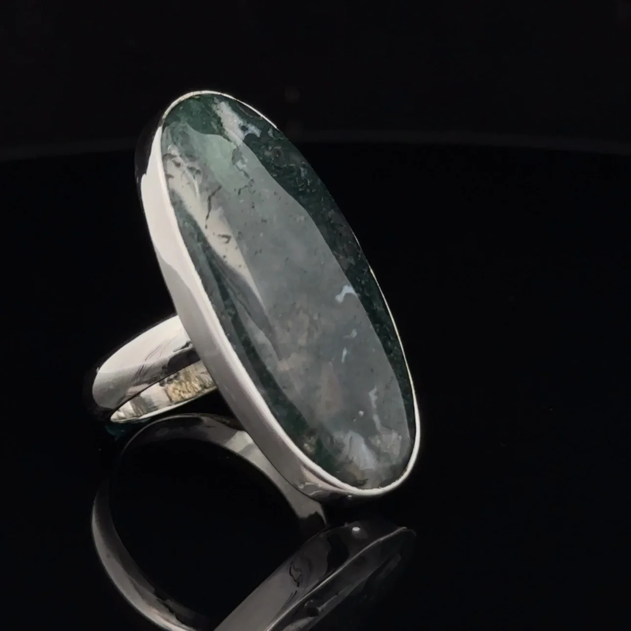 Sterling Silver Moss Agate Ring Size 7 - Image 5