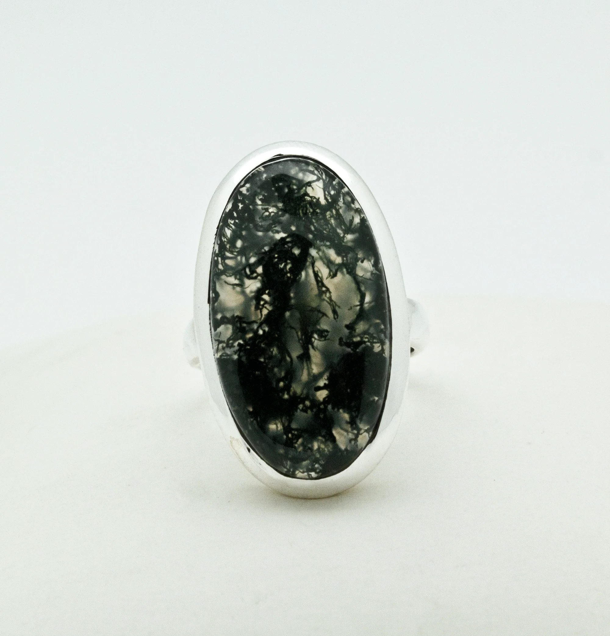 Sterling Silver Moss Agate Ring Size 5 - Image 2