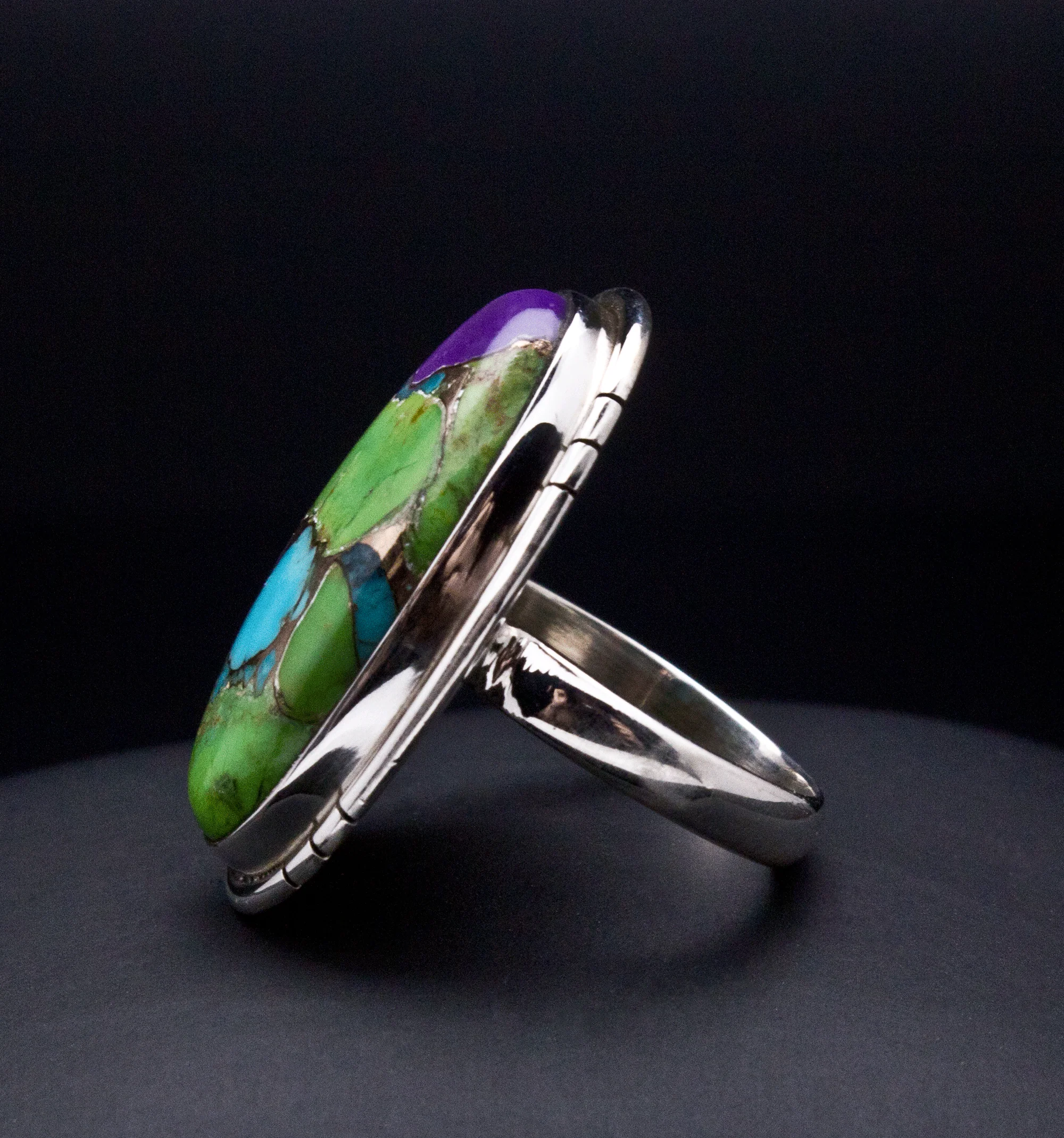 Sterling Silver Multi Color Turquoise Ring Size 7 - Image 3