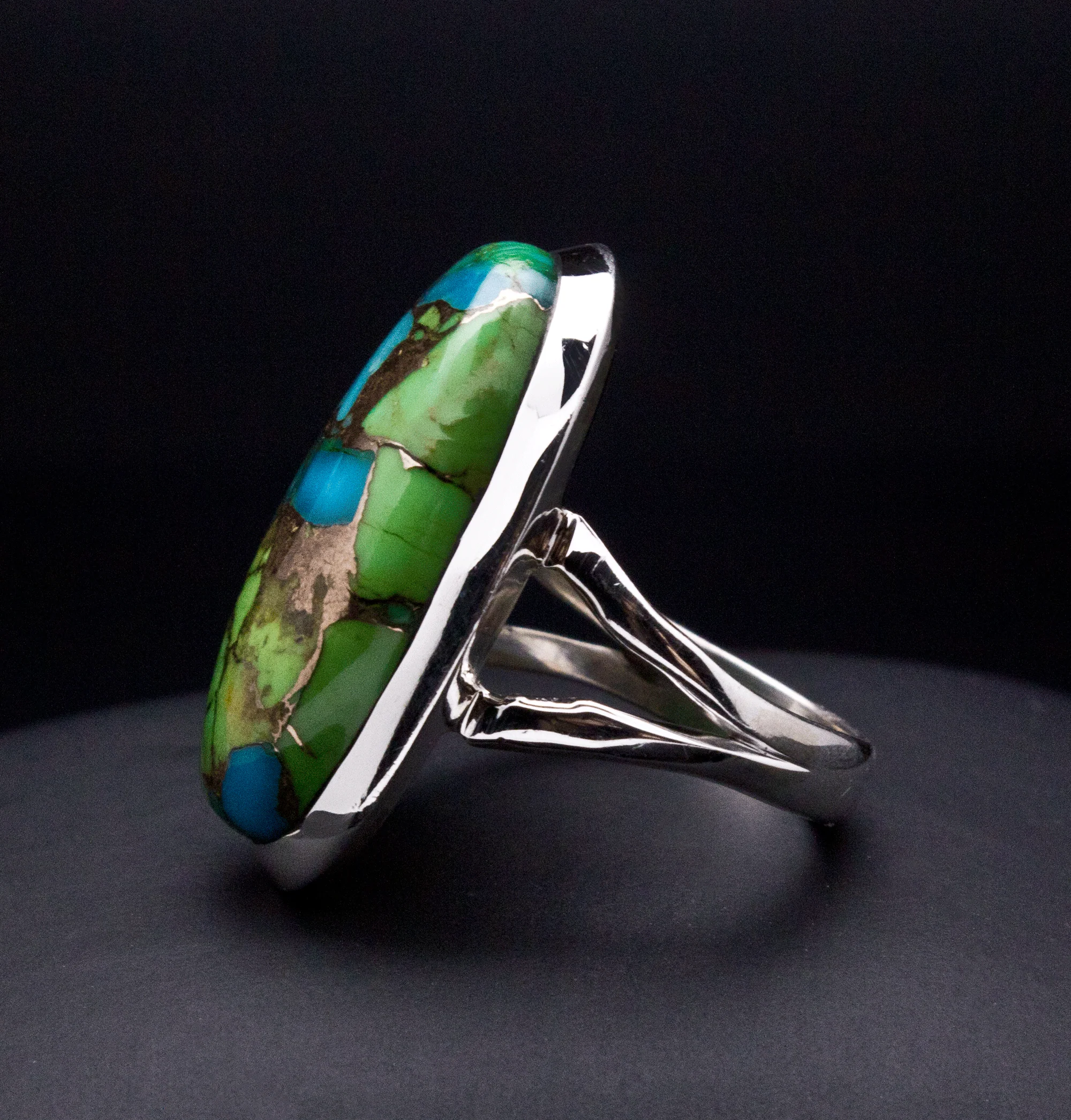 Sterling Silver Multi Color Turquoise Ring Size 7 - Image 3