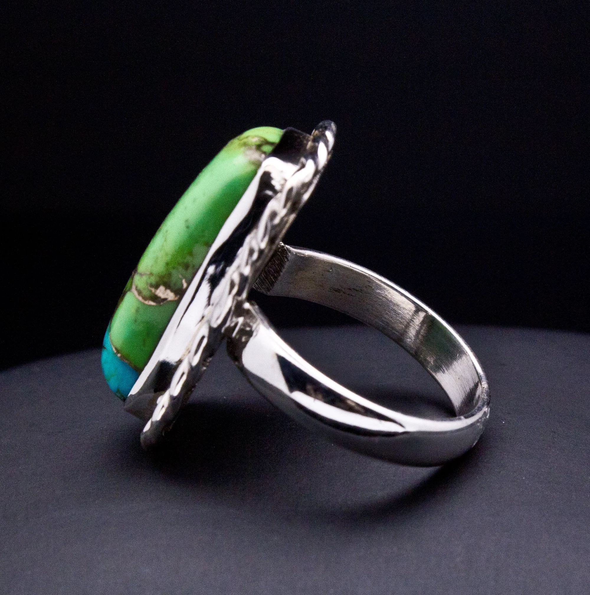 Sterling Silver Multi Color Turquoise Ring Size 6 - Image 3