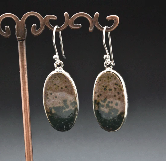 Sterling Silver Ocean Jasper Earrings