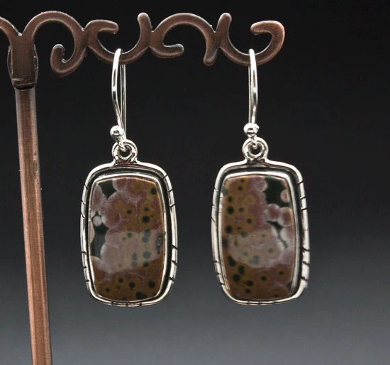 Sterling Silver Ocean Jasper Earrings