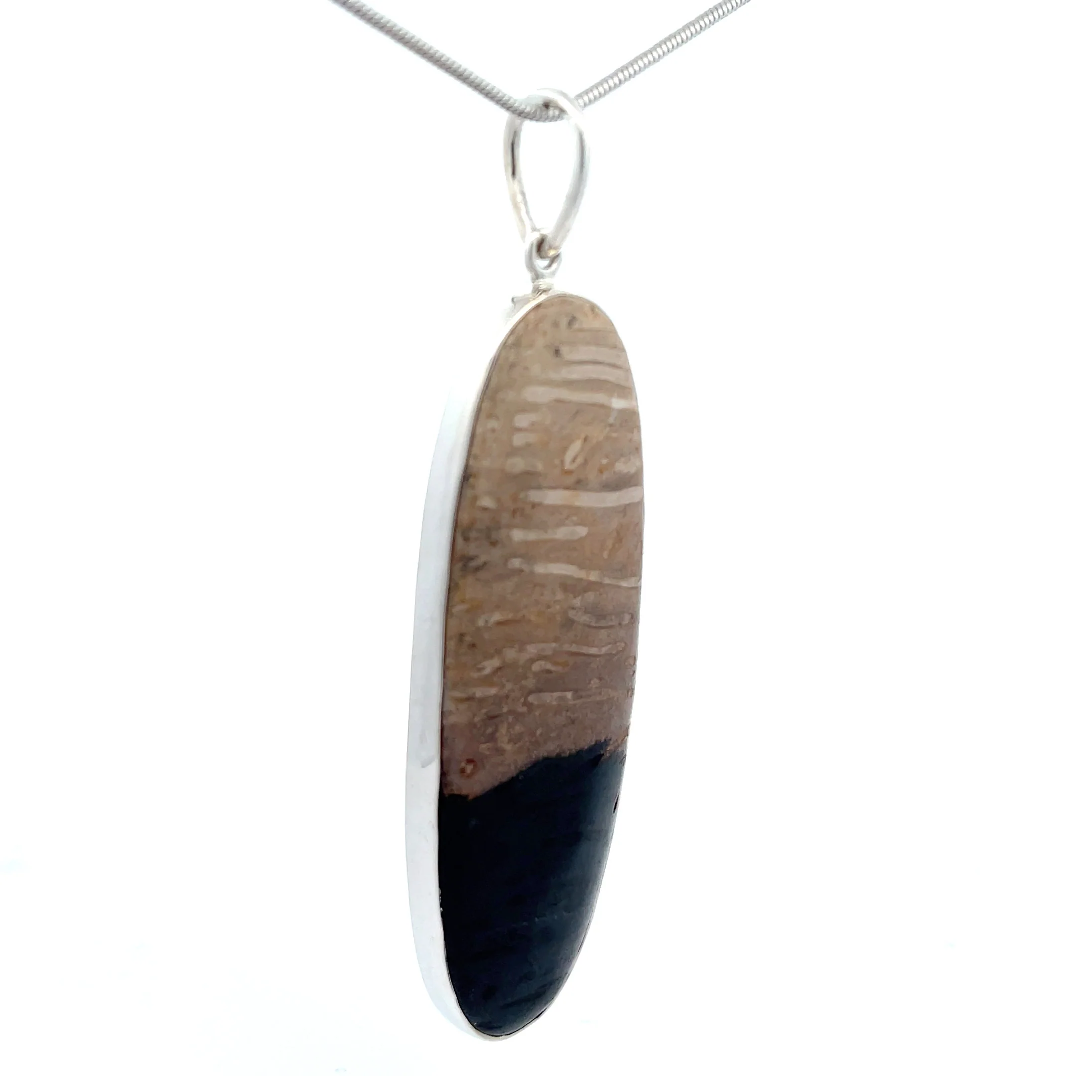 Sterling Silver Petrified Palm Wood Pendant - Image 2